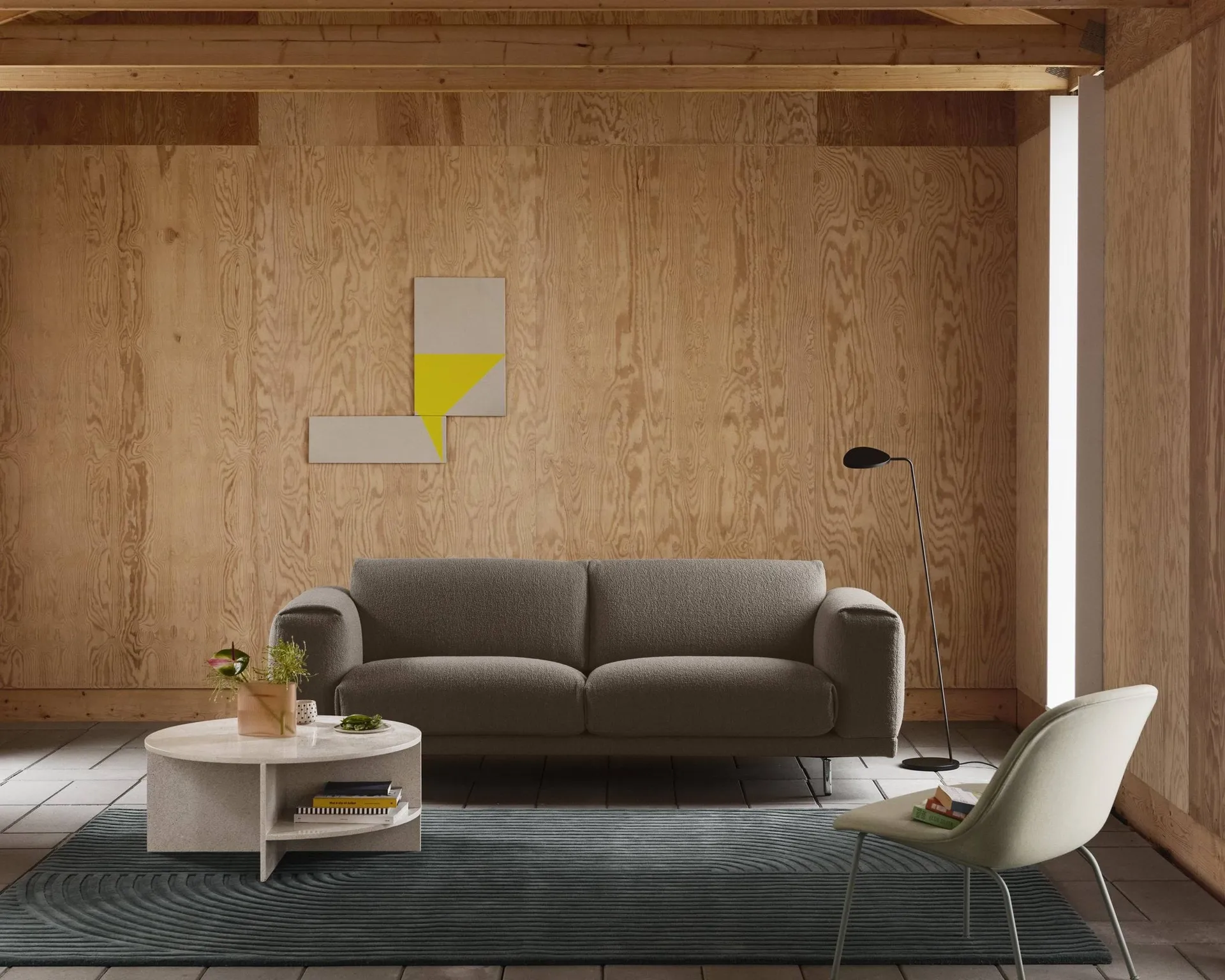 Rest kanapa, 3-osobowa, Hearth 6 grey-czarne nogi Muuto