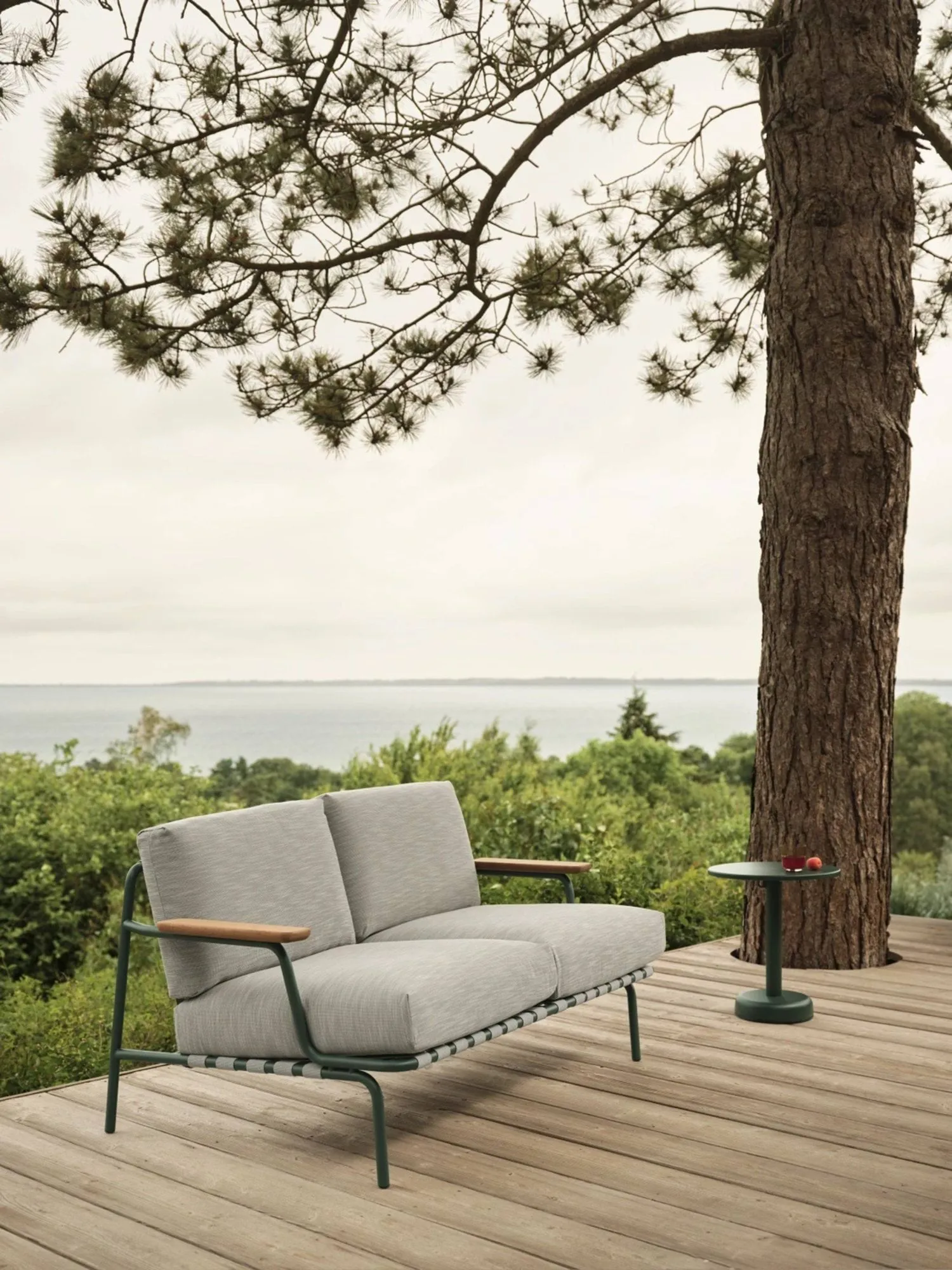 Settle sofa 2-osobowa, Ribbed Weave 2 Dark green Muuto