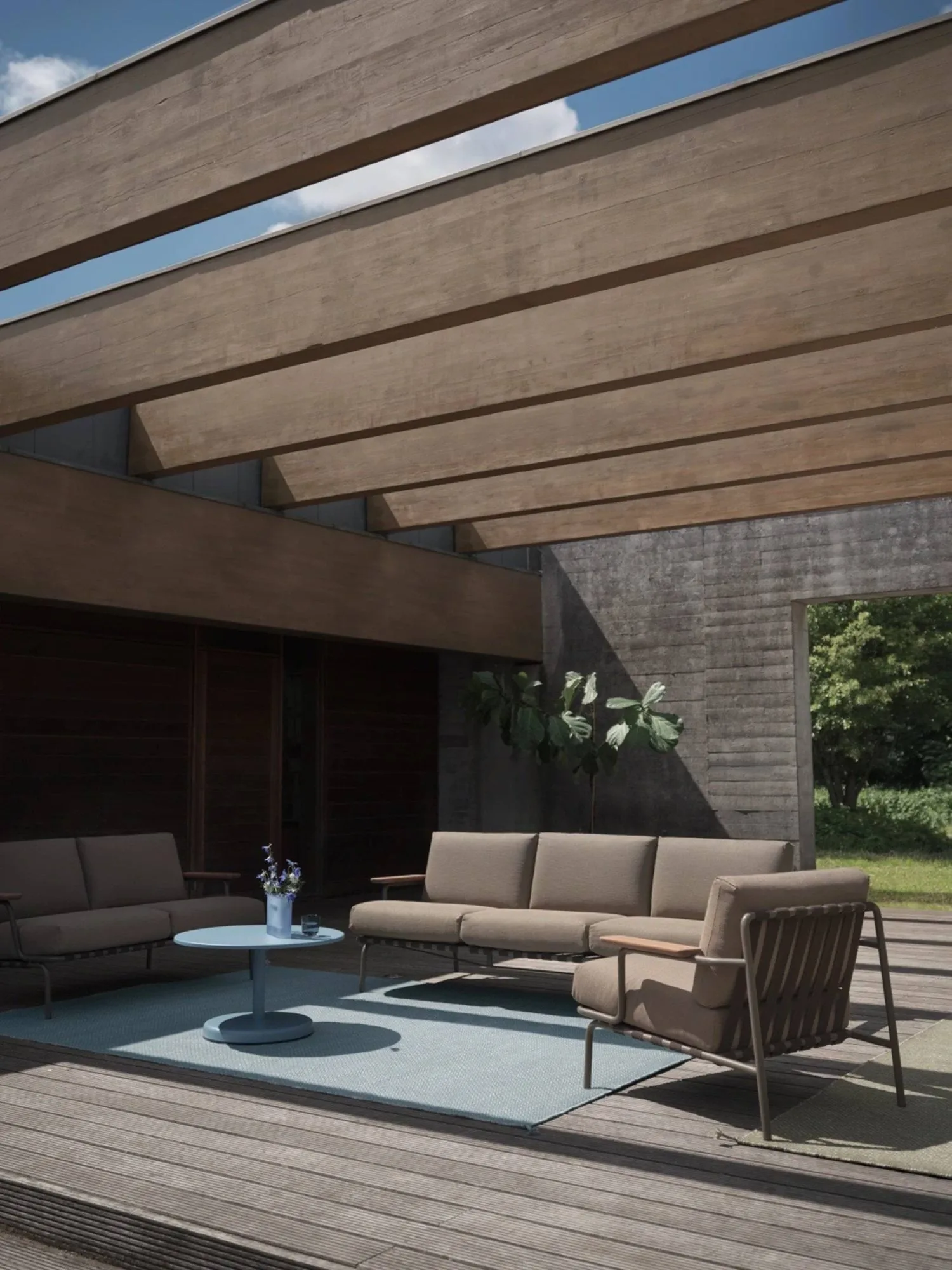 Settle sofa 3-osobowa, Ribbed Weave 5 Taupe Muuto