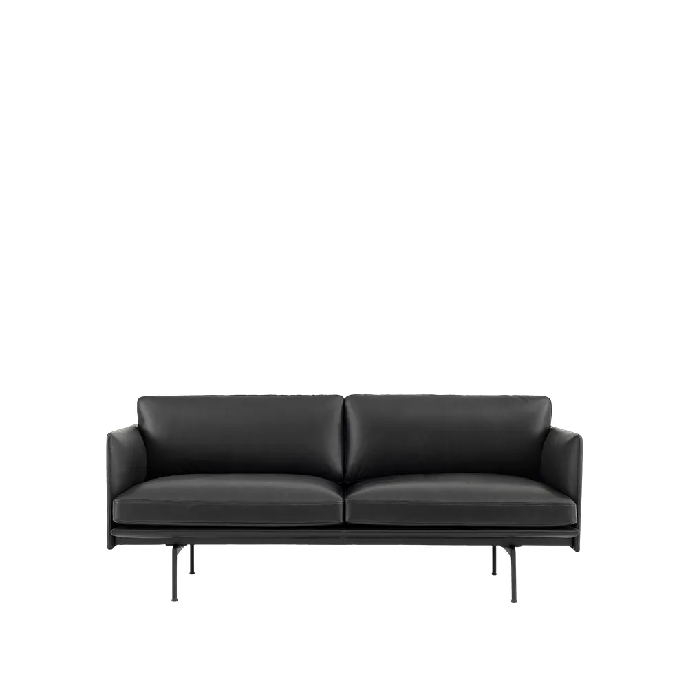 Sofa 2-osobowa Outline, Refine leather black-Black Muuto