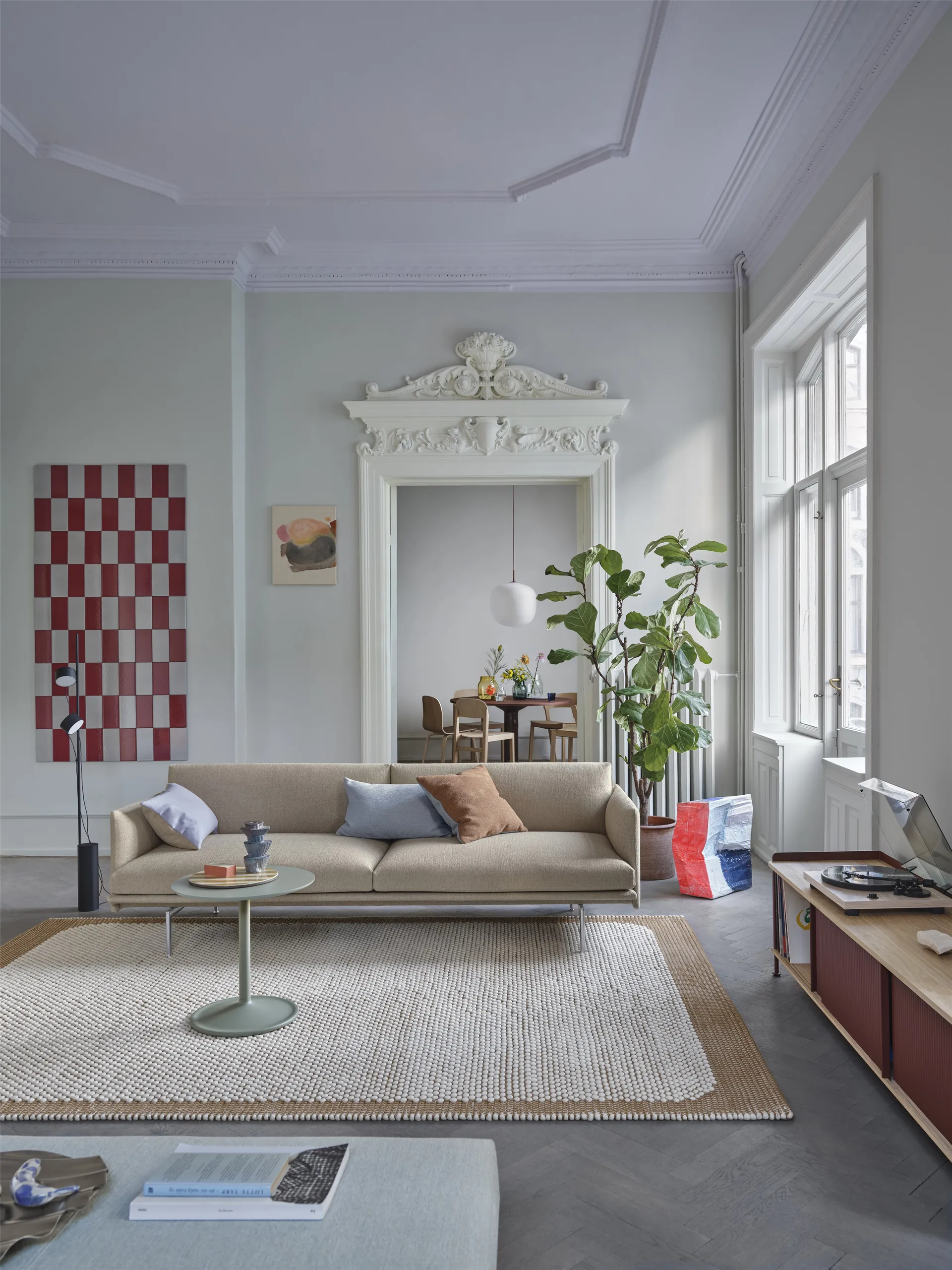 Sofa 3-osobowa Outline tkanina, Ecriture 240-Polished Aluminum Muuto