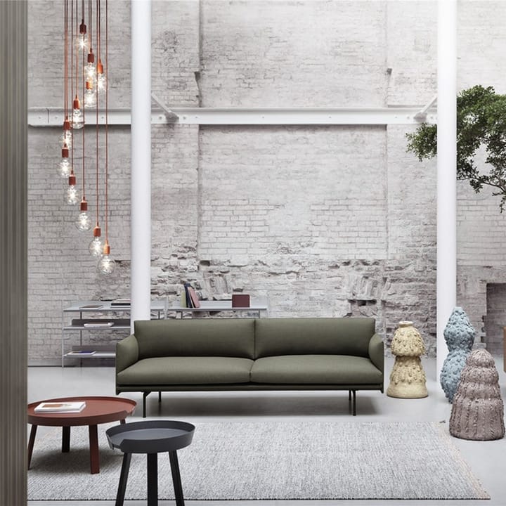 Sofa 3-osobowa Outline tkanina - Fiord 961 green-czarny nogi - Muuto