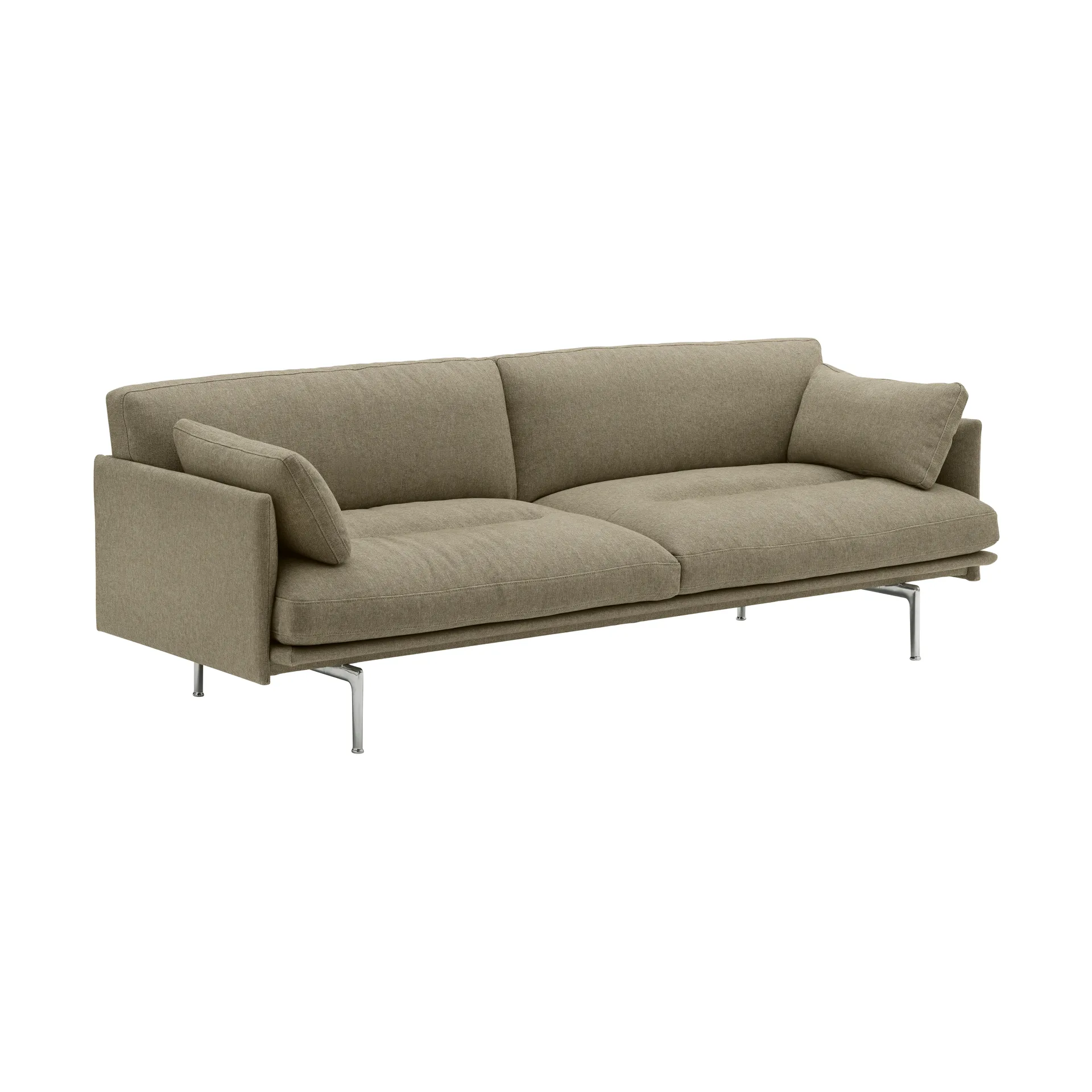 Sofa Outline Soft , Clay 15-aluminiowe nogi, 3-osobowa Muuto