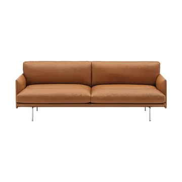 Sofa Outline Soft  - Refine Leather Cognac-aluminiumowe nogi, 3-osobowa - Muuto