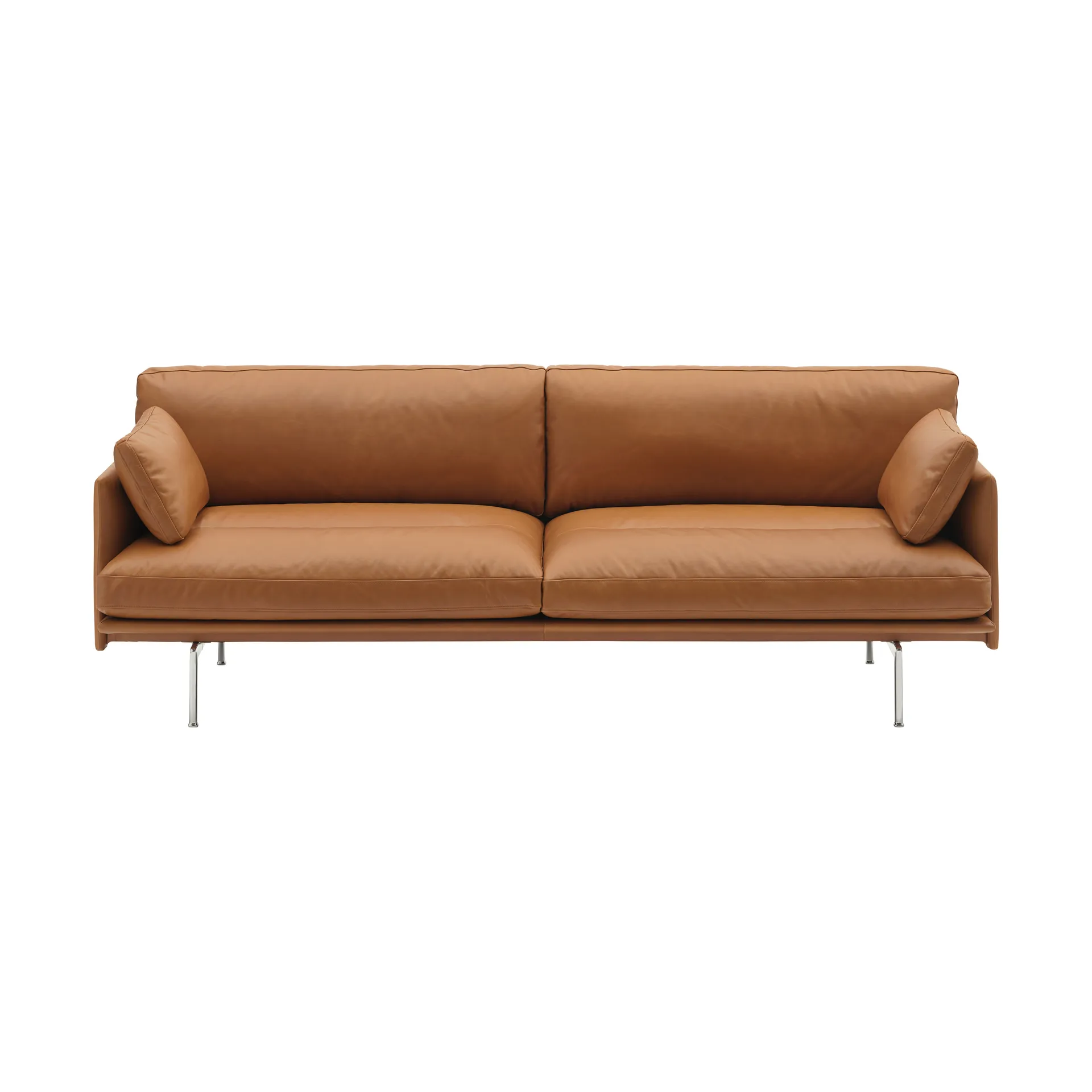 Sofa Outline Soft , Refine Leather Cognac-aluminiumowe nogi, 3-osobowa Muuto