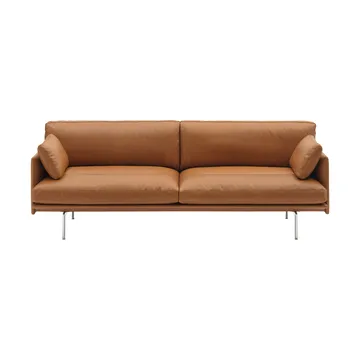 Sofa Outline Soft  - Refine Leather Cognac-aluminiumowe nogi, 3-osobowa - Muuto