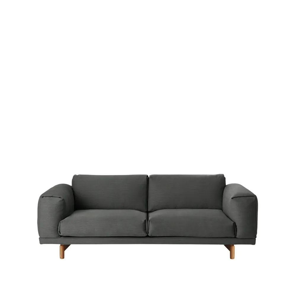 Sofa Rest, 2-sits-remix 163 grey-dębowe nogi Muuto