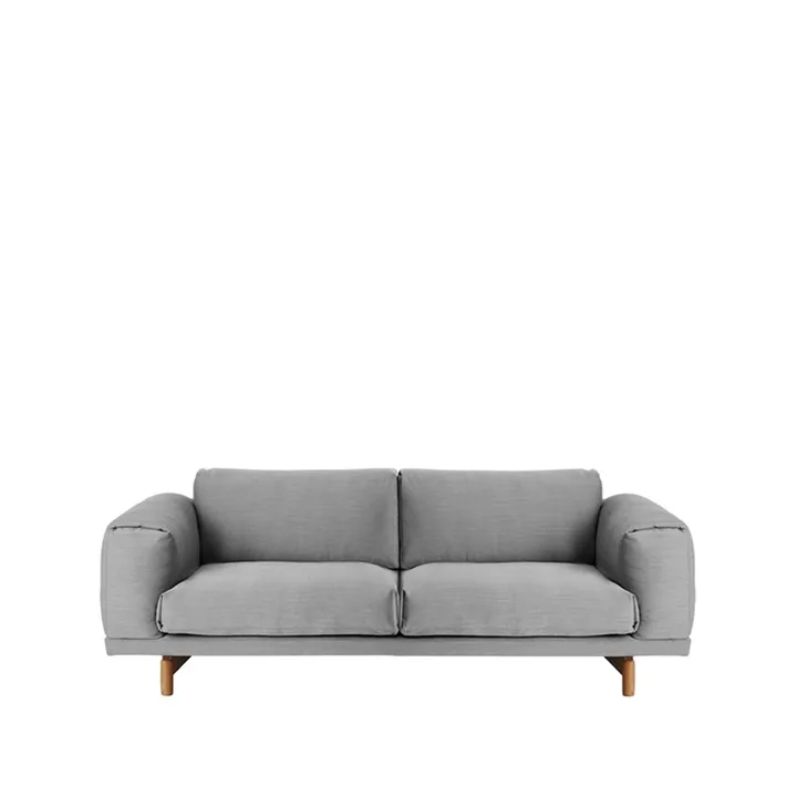 Sofa Rest - 2-sits tkanina steelcut trio ii 133 light grey-dębowe nogi - Muuto