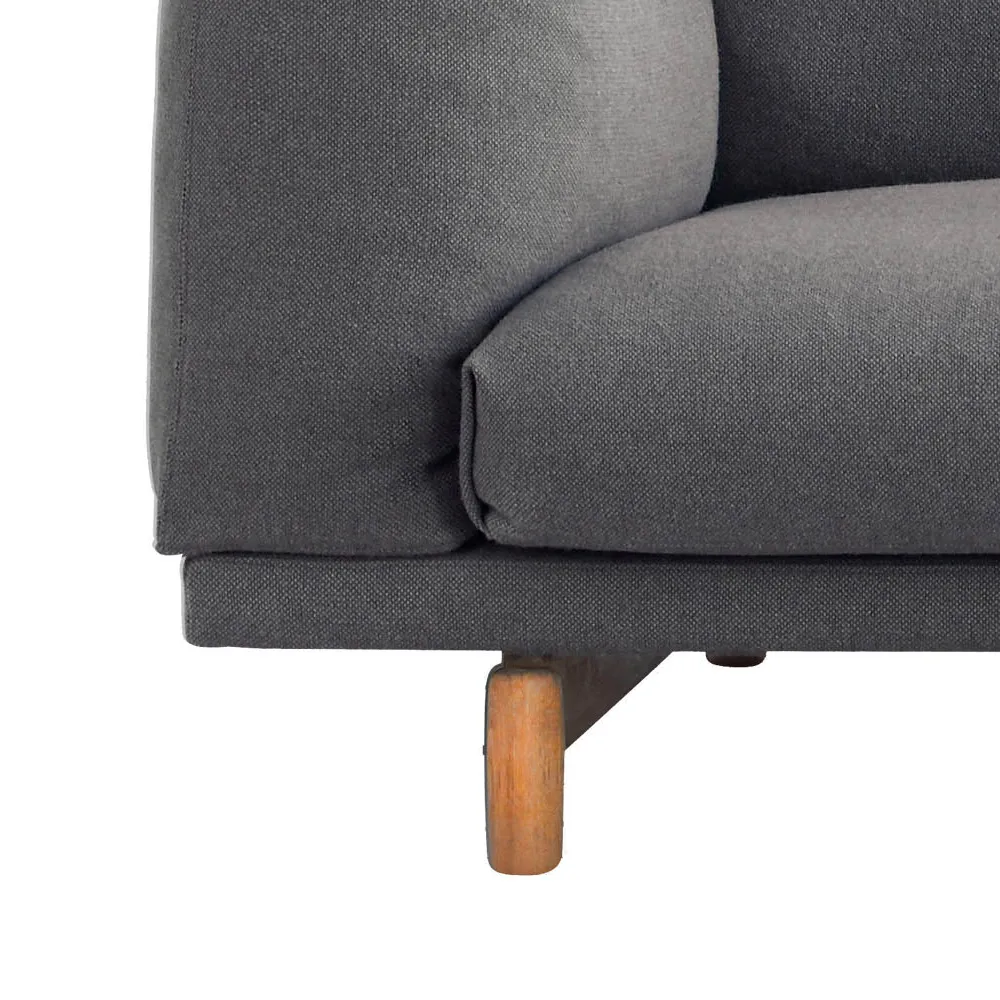 Sofa Rest, 3-sits-remix 163 grey-dębowe nogi Muuto