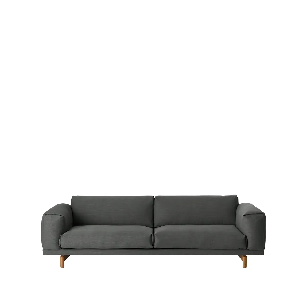 Sofa Rest, 3-sits-remix 163 grey-dębowe nogi Muuto