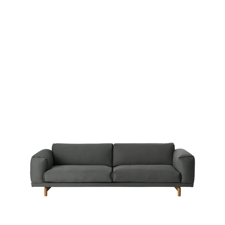 Sofa Rest - 3-sits-remix 163 grey-dębowe nogi - Muuto