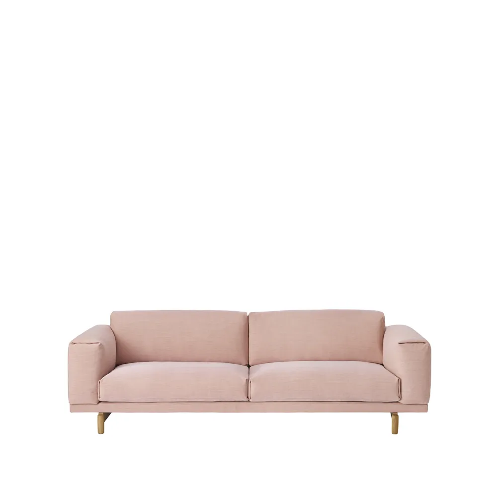 Sofa Rest, 3-sits tkanina steelcut trio 515 różowy, dębowe nogi Muuto