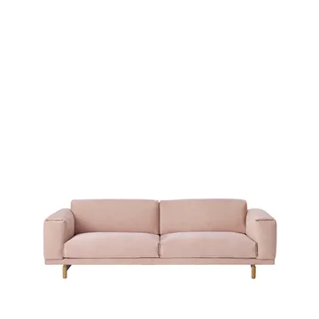 Sofa Rest - 3-sits tkanina steelcut trio 515 różowy, dębowe nogi - Muuto