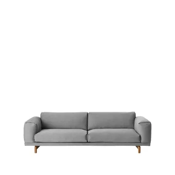 Sofa Rest - 3-sits tkanina steelcut trio ii 133 light grey-dębowe nogi - Muuto