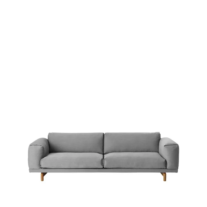 Sofa Rest - 3-sits tkanina steelcut trio ii 133 light grey-dębowe nogi - Muuto
