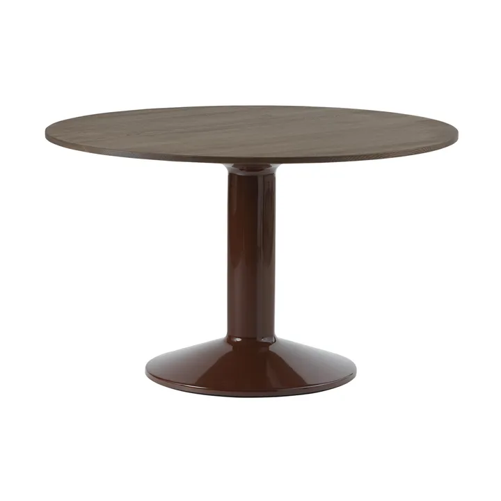 Stół na jednej nodze Midst - Dark oiled oak-dark red, Ø120 cm - Muuto