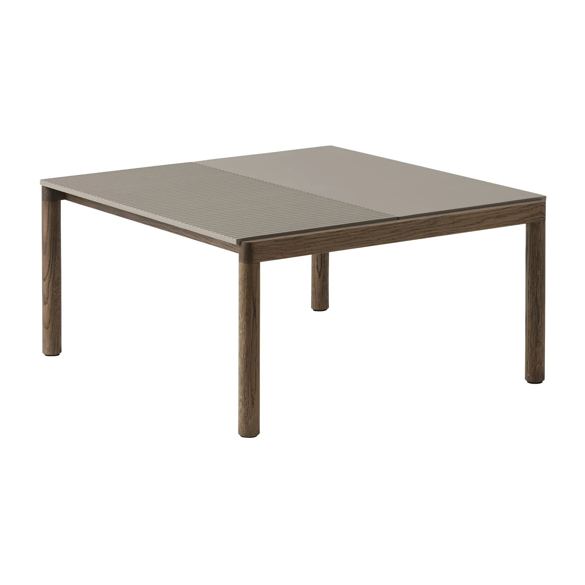 Stolik kawowy Couple 1 Plain-1 Wavy 80x84x40 cm, Taupe-dark oiled oak Muuto
