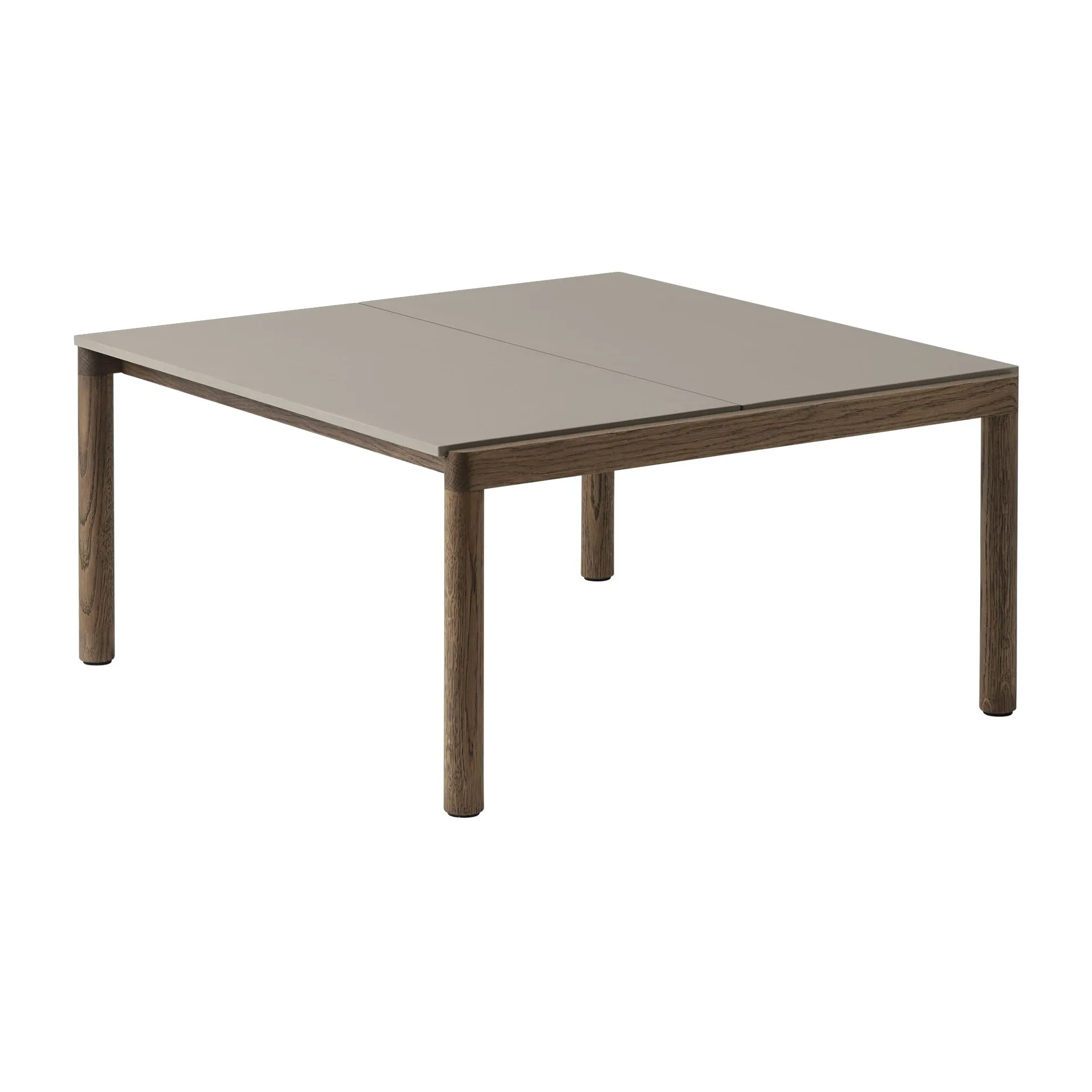 Stolik kawowy Couple 2 Plain 80x84x40 cm, Taupe-dark oiled oak Muuto