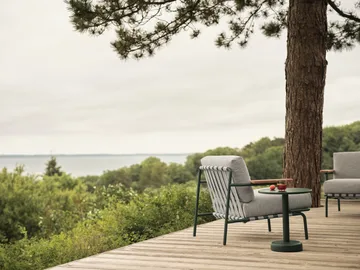 Stolik kawowy Linear Steel - Dark green, Ø42x47 cm - Muuto