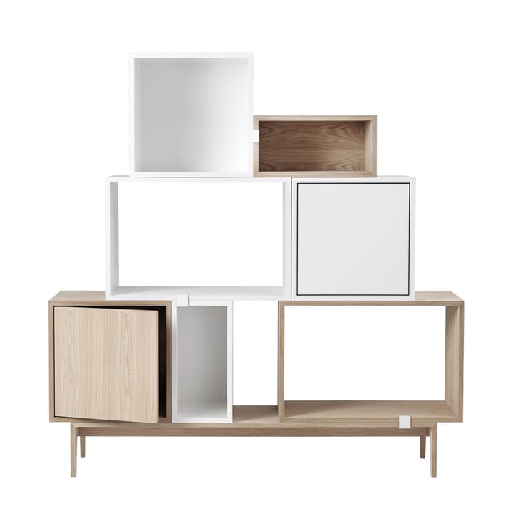 System półek Stacked 2.0 z drzwiami, średni - dąb - Muuto