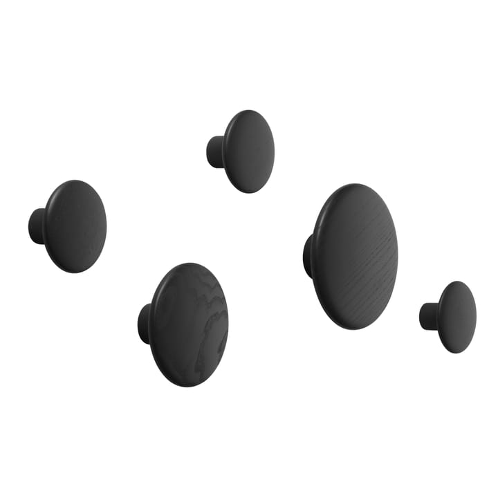 Wieszak ścienny Dots, 5 szt. - Black (czarny) - Muuto