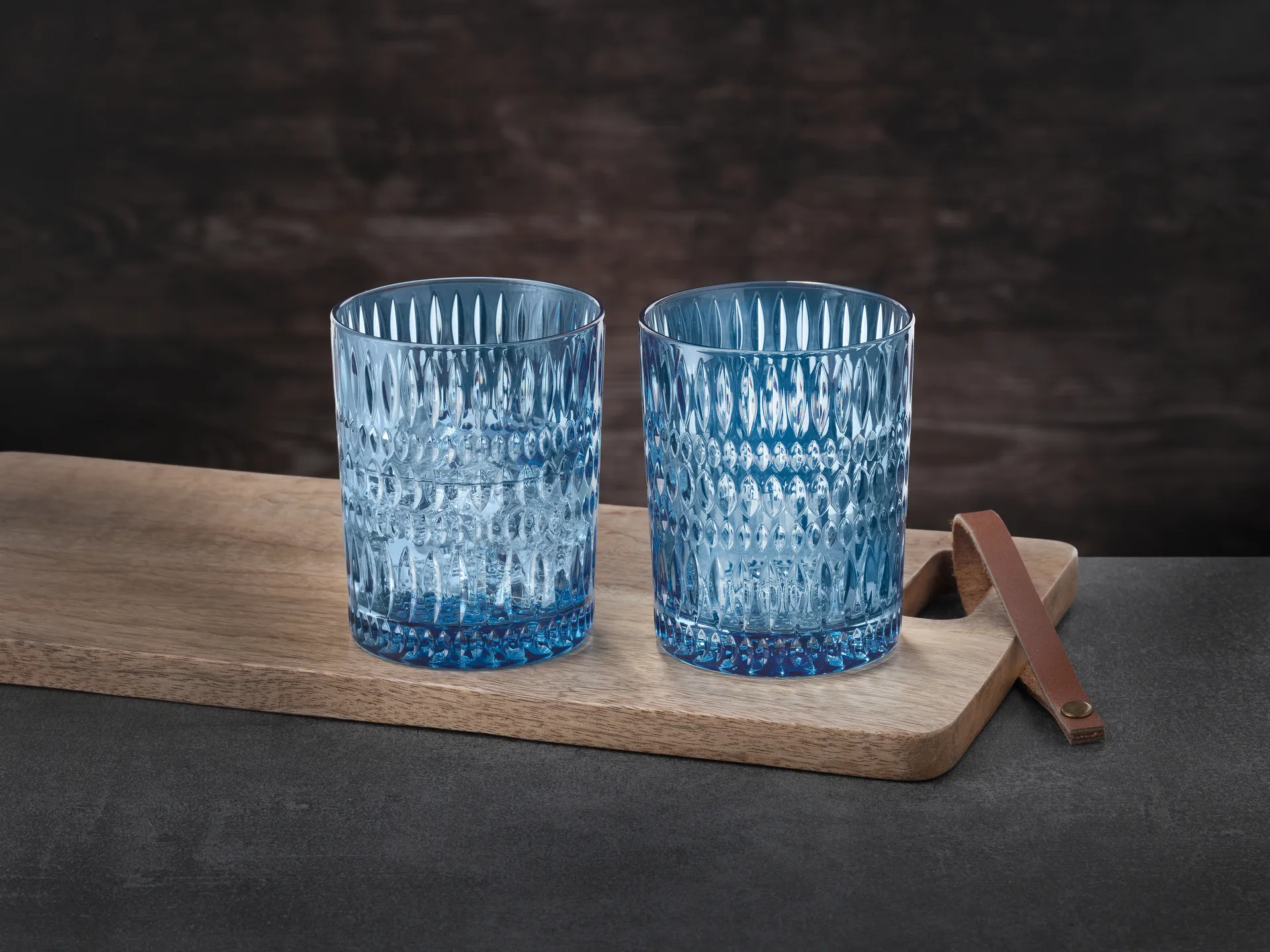 Ethno szklanki do whisky 304 ml, 2‑pak, Vintage blue Nachtmann