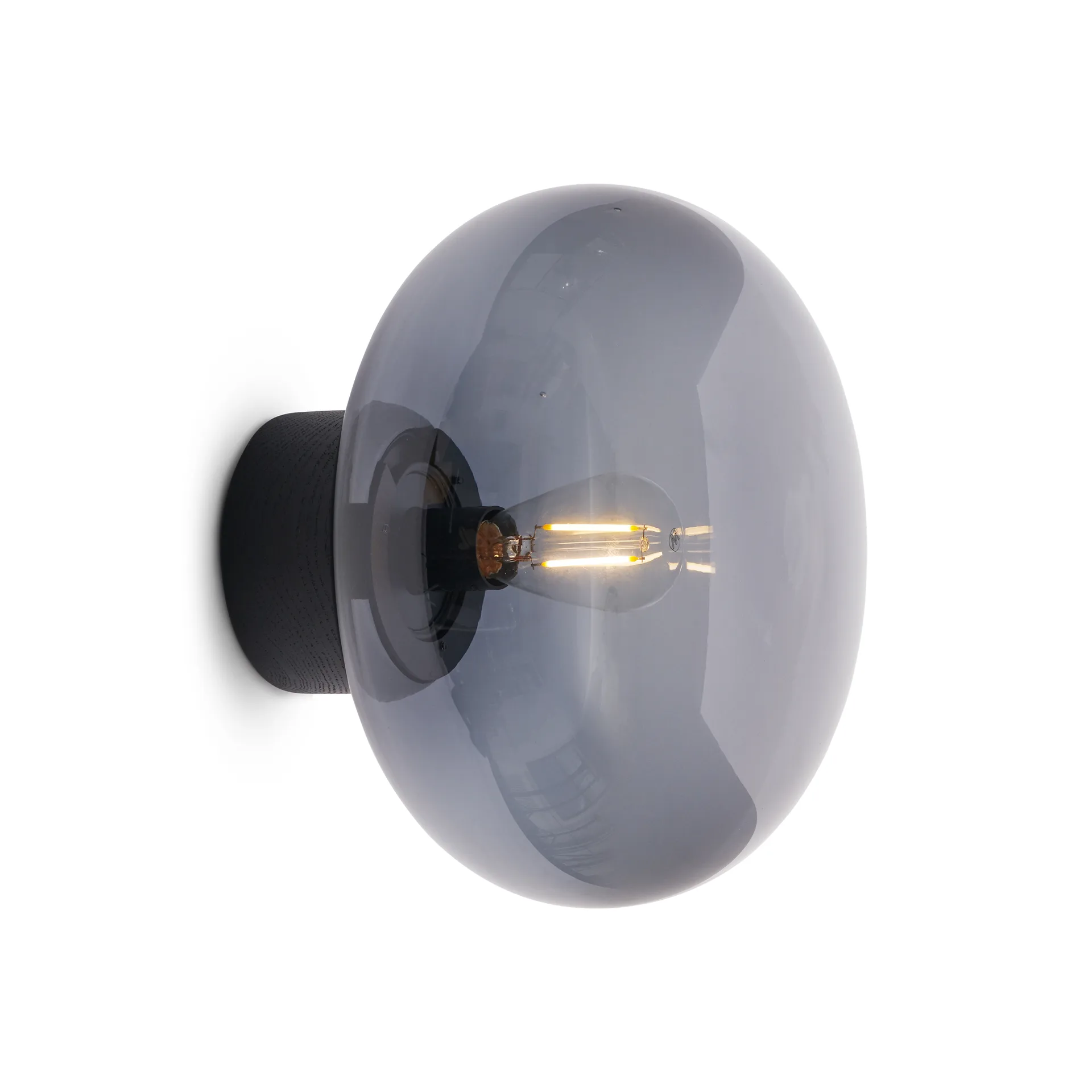 Lampa ścienna Karl-Johan, Black stained oak-smoked glass New Works