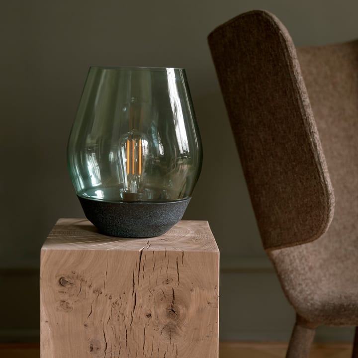 Lampa stołowa Bowl, raw copper, szkło dymione jasne New Works