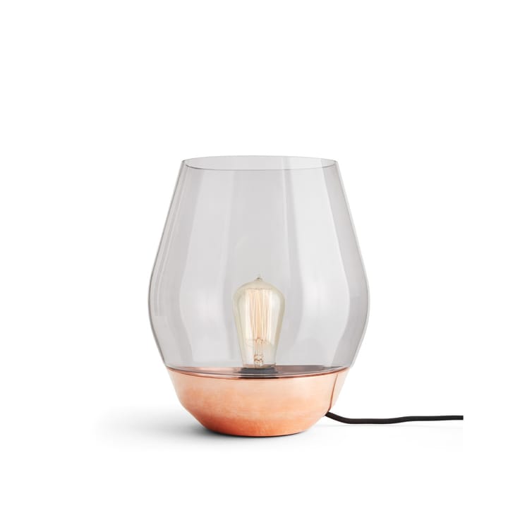 Lampa stołowa Bowl, raw copper, szkło dymione jasne New Works