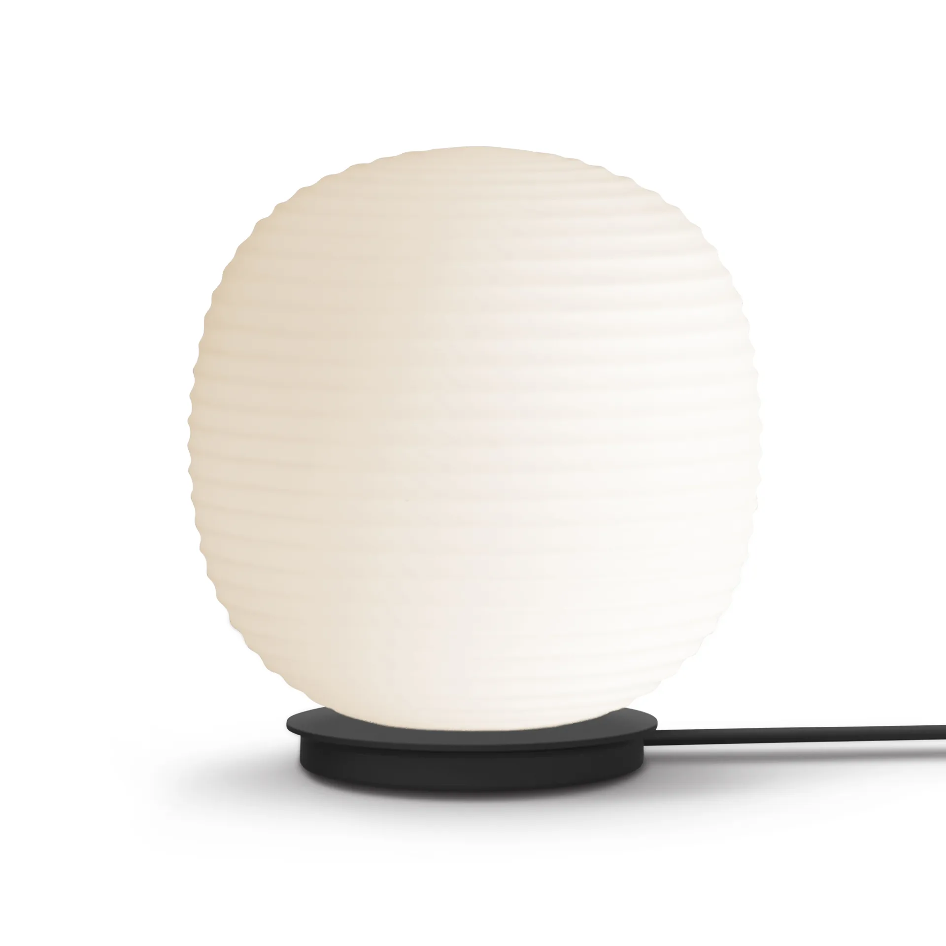 Lampa stołowa Lantern Globe średnia, Frosted white opal glass New Works