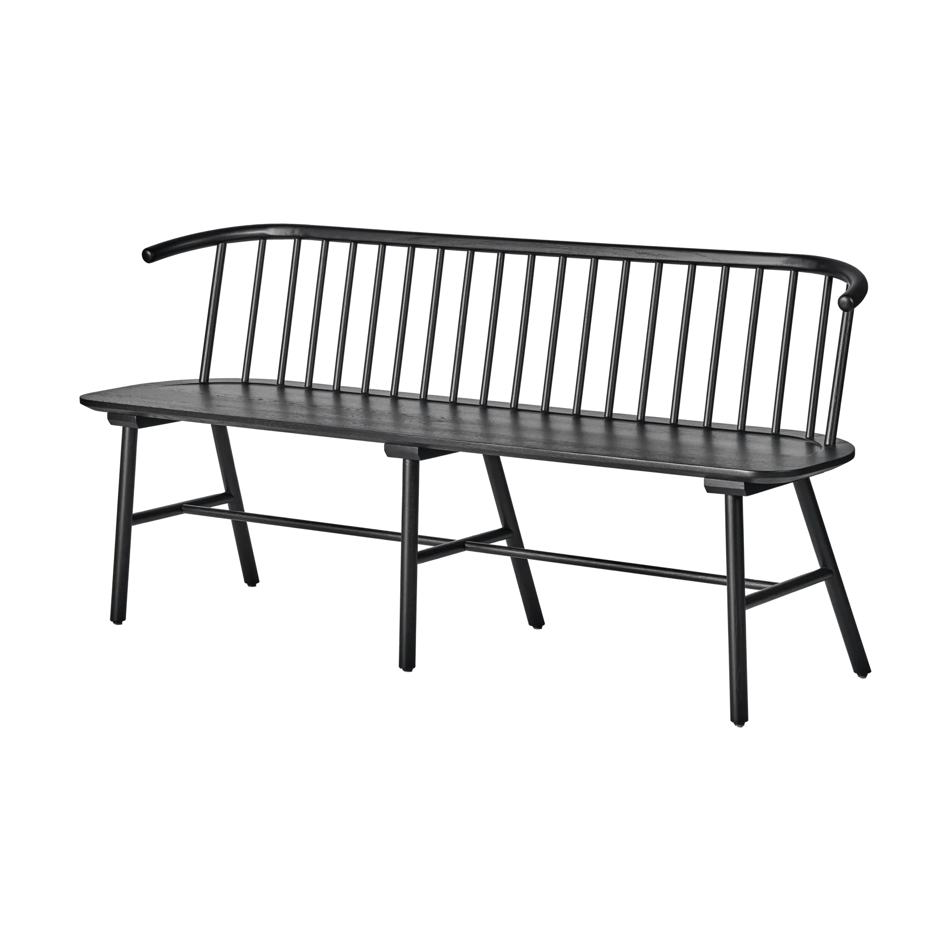 Ławka z oparciem VIOR, Dąb lakierowany na czarno NJRD