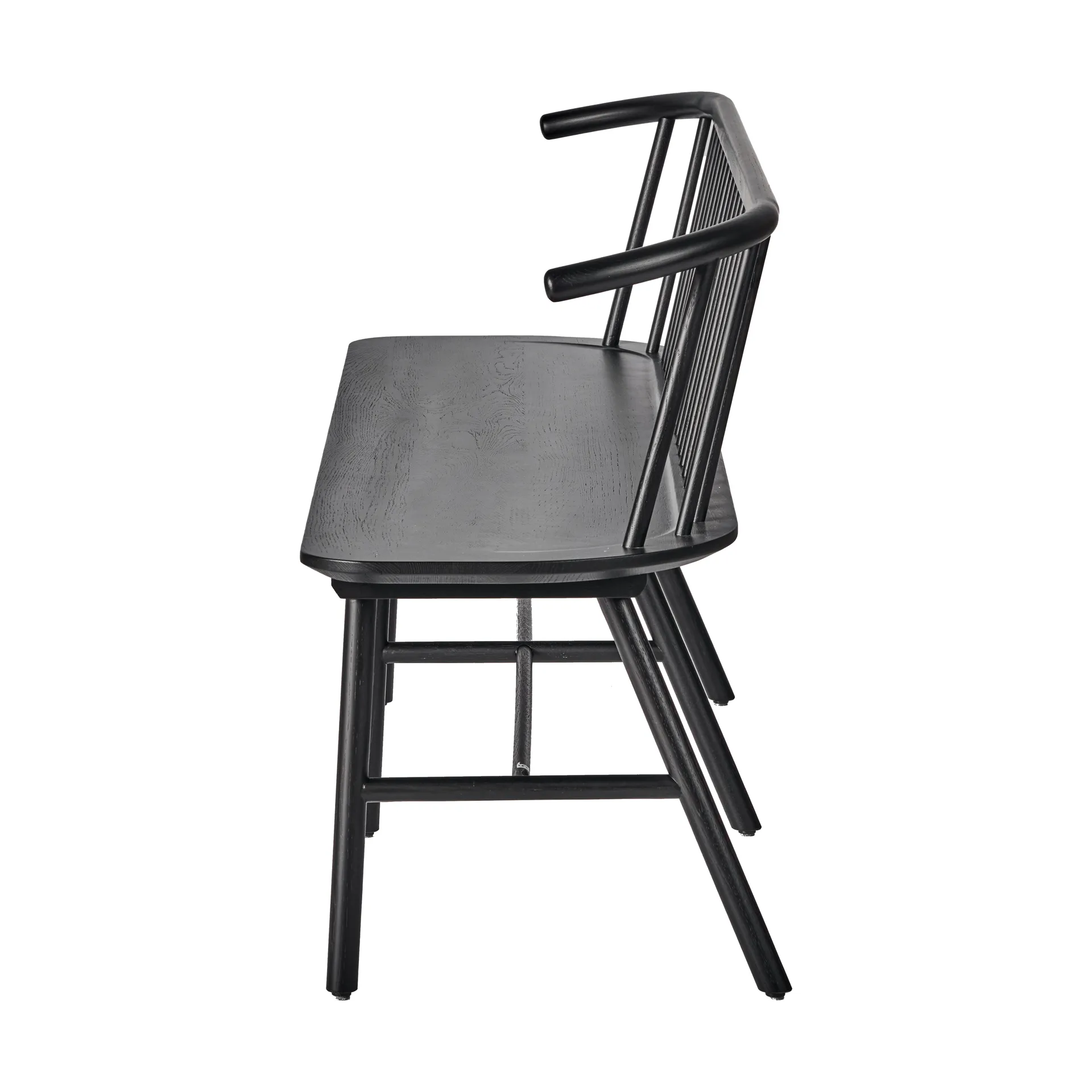 Ławka z oparciem VIOR, Dąb lakierowany na czarno NJRD