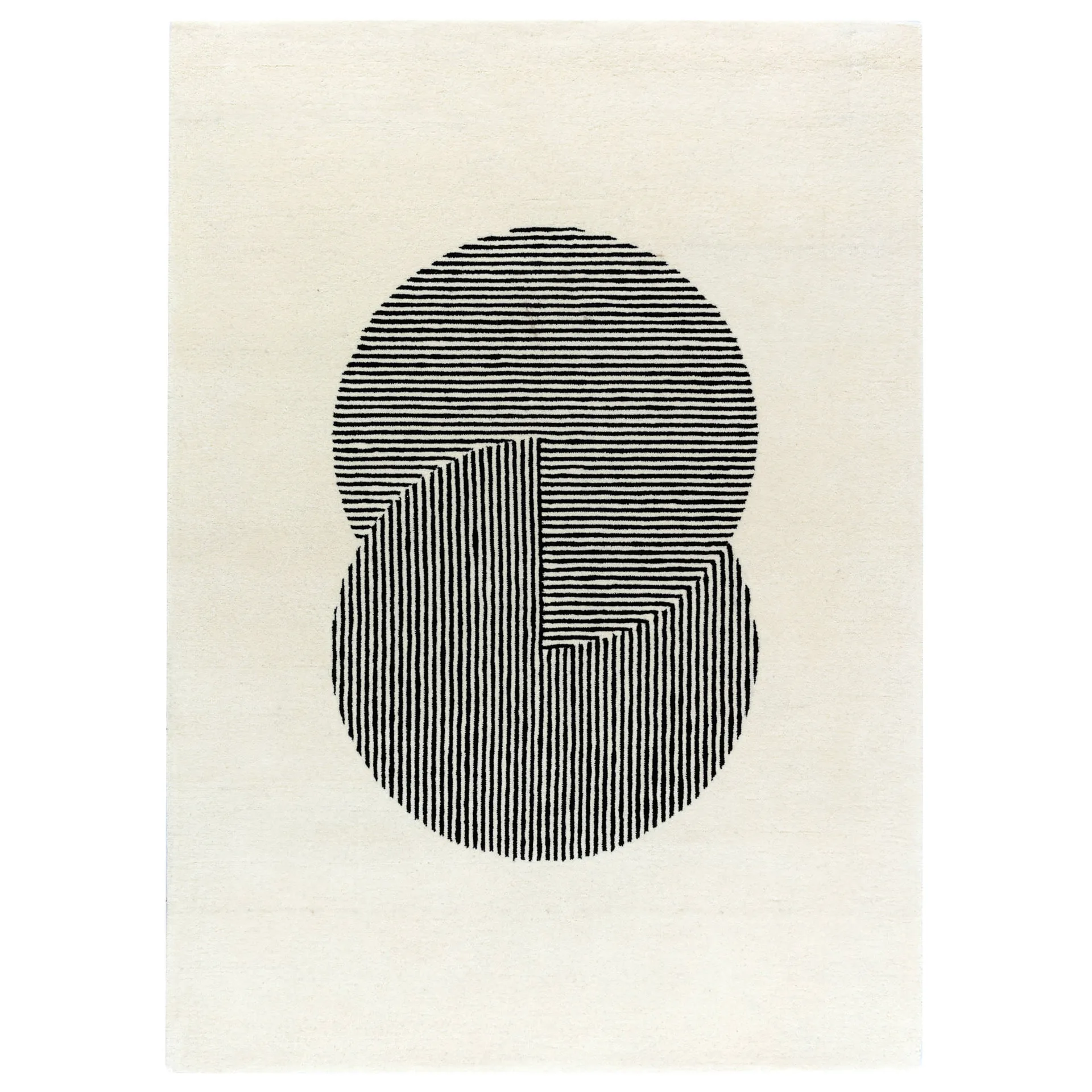 Dywan wełniany Circles natural white, 200x300 mm NJRD