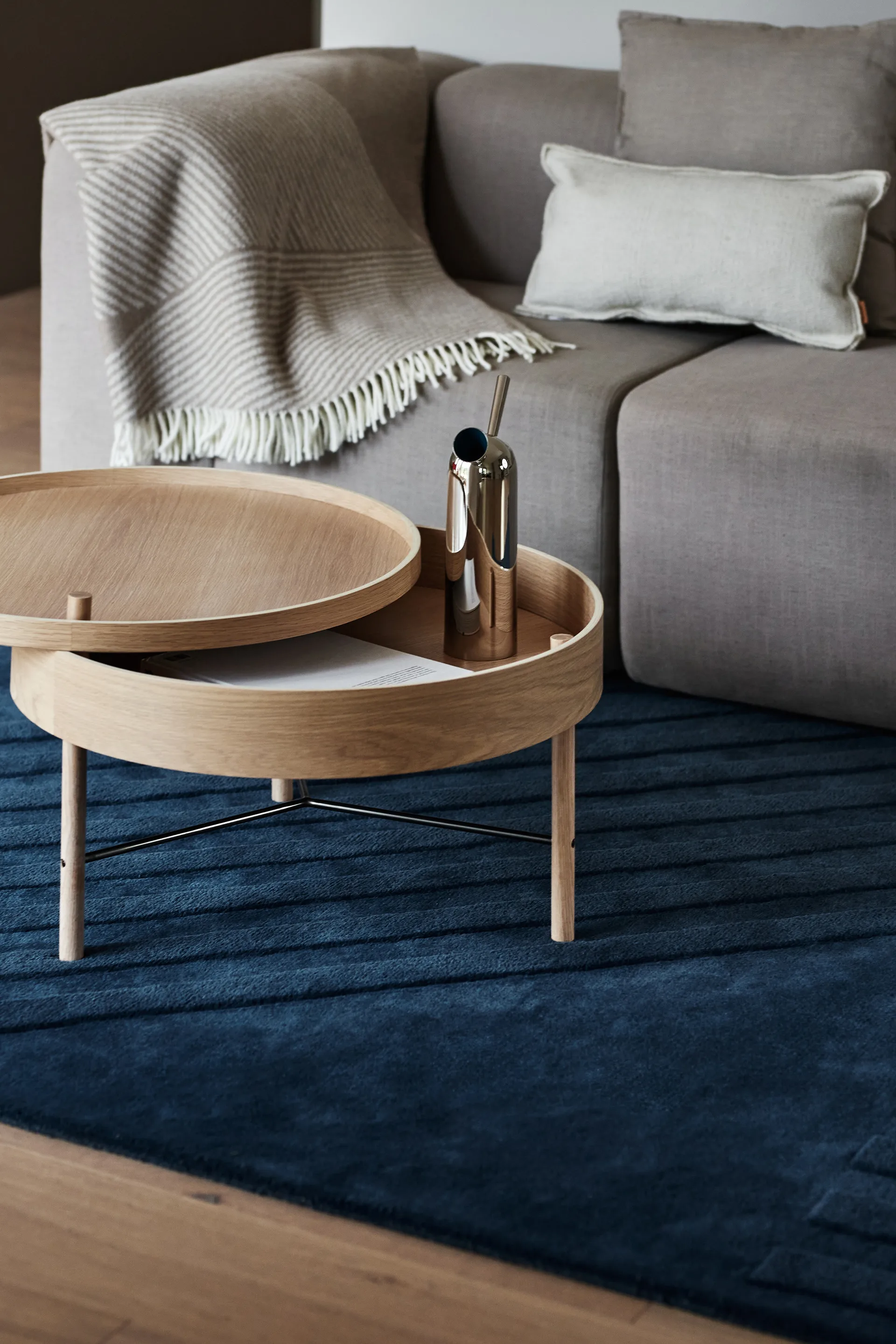 Dywan wełniany Levels stripes niebieski, 170x240 cm NJRD