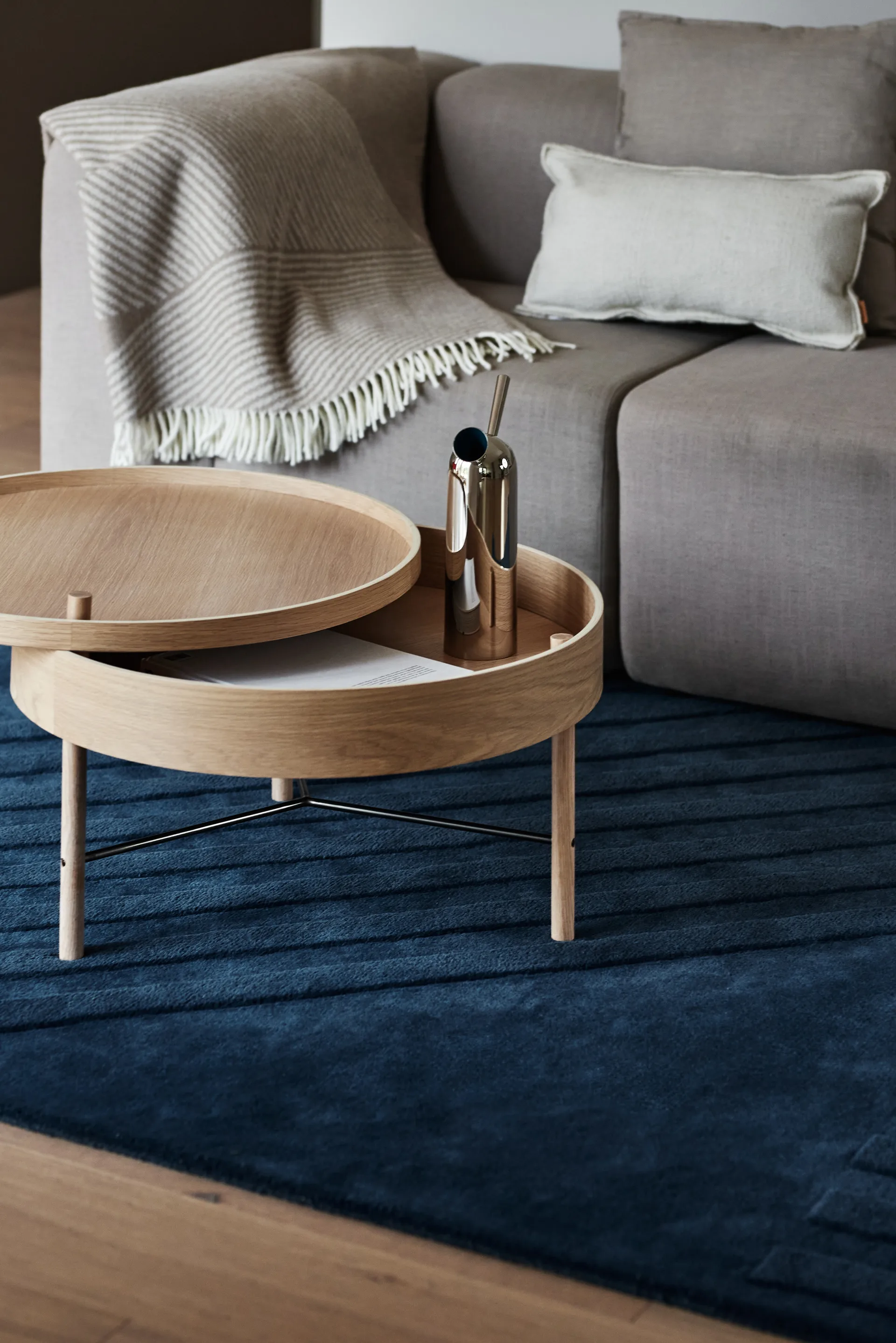 Dywan wełniany Levels stripes niebieski, 200x300 mm NJRD