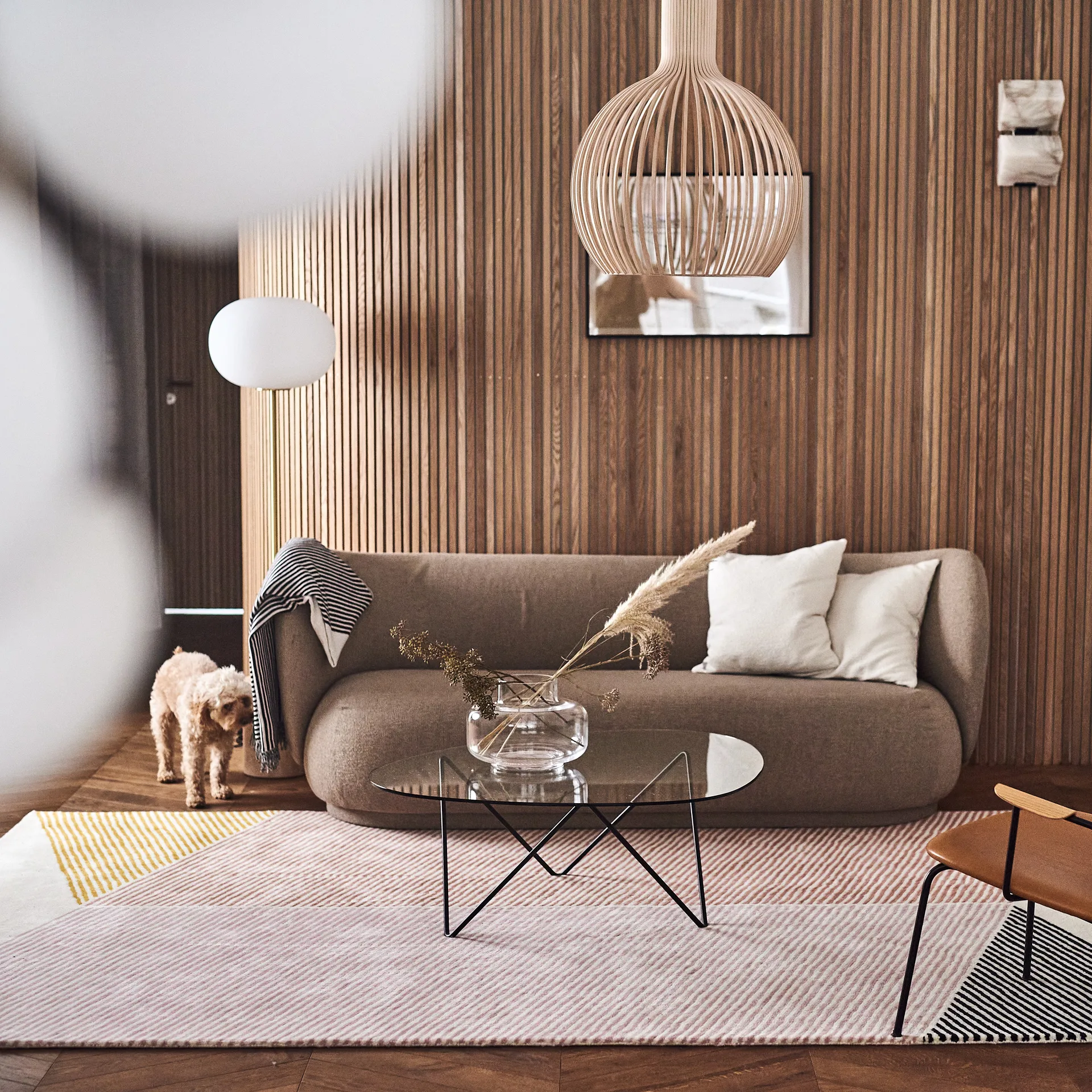 Dywan wełniany Rectangles różowy, 200x300 mm NJRD