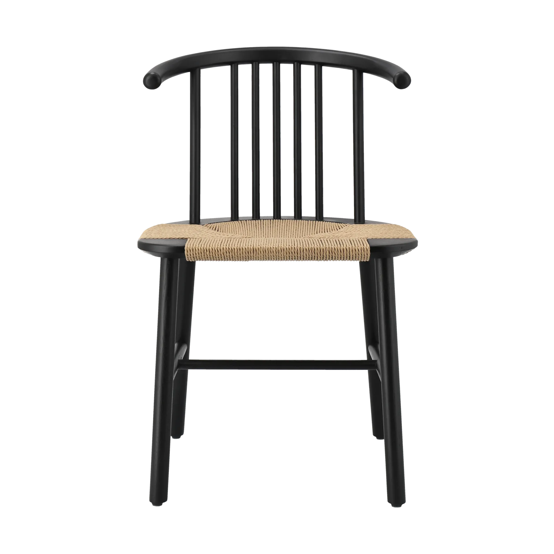 Krzesło do jadalni VIOR siedzisko tkane, Dąb lakierowany na czarno-natura NJRD