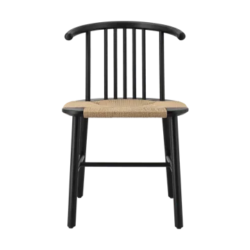Krzesło do jadalni VIOR siedzisko tkane - Dąb lakierowany na czarno-natura - NJRD