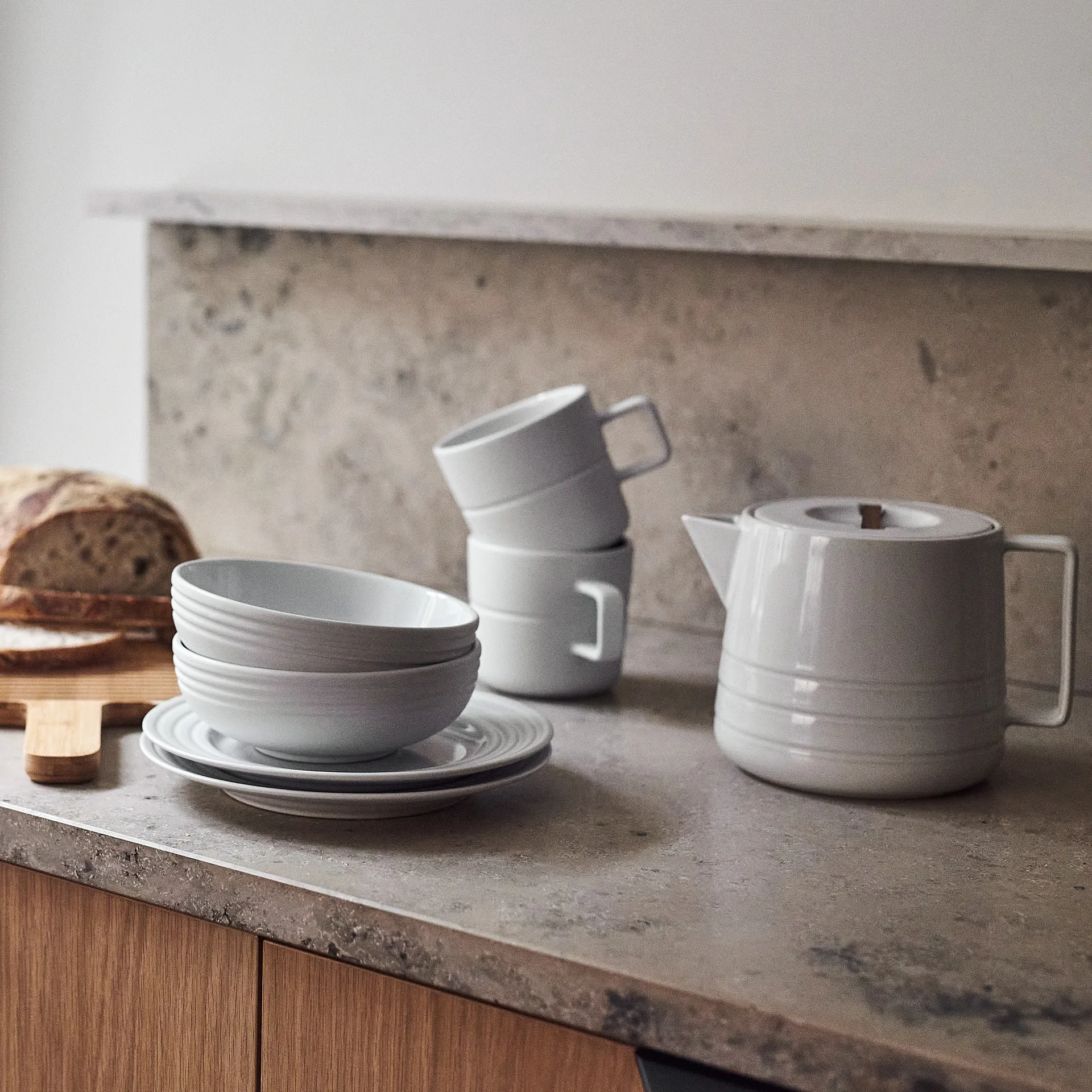 Kubek Lines 50 cl 2-pak, Biały NJRD