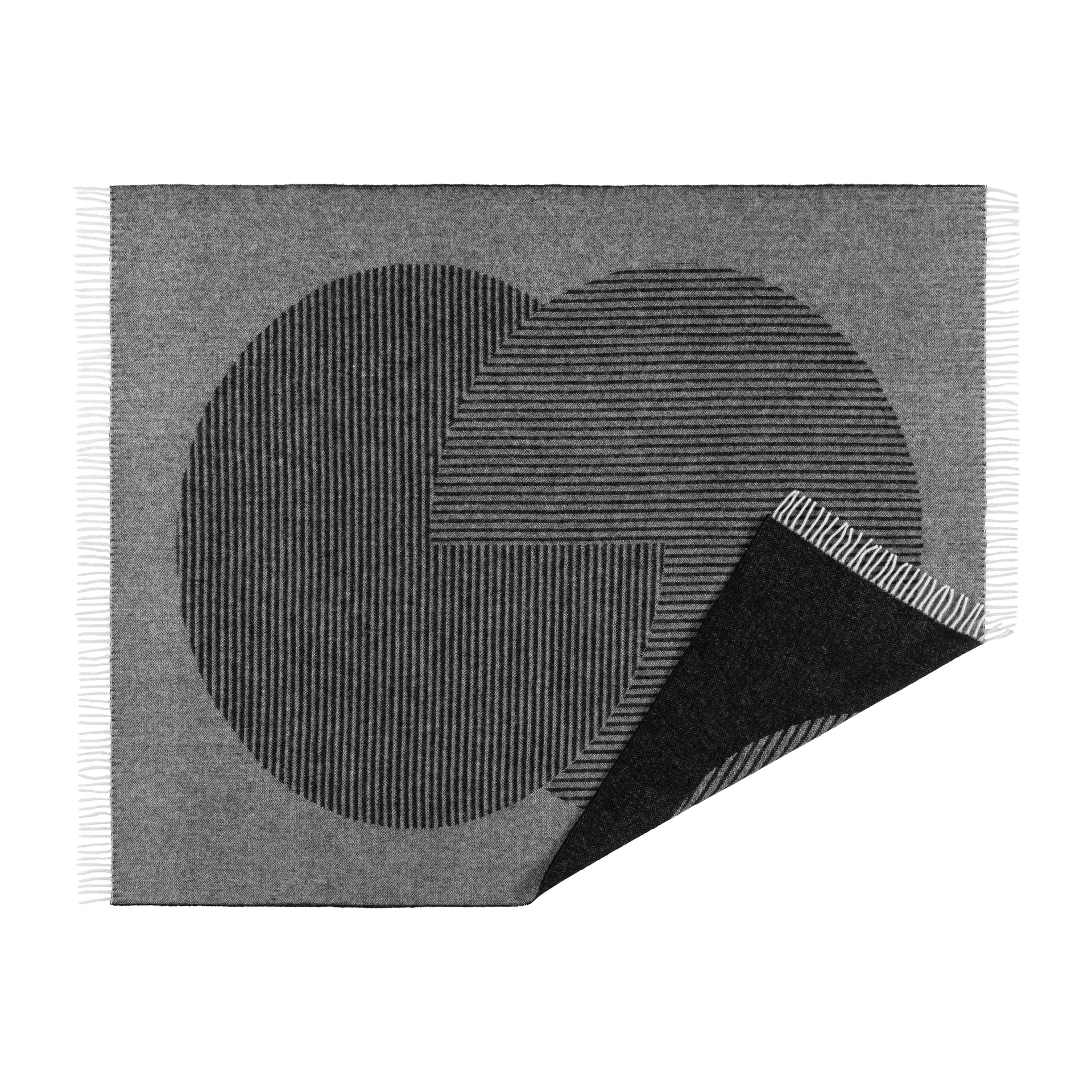 Pled wełniany Circles 130x185 cm, Czarny NJRD
