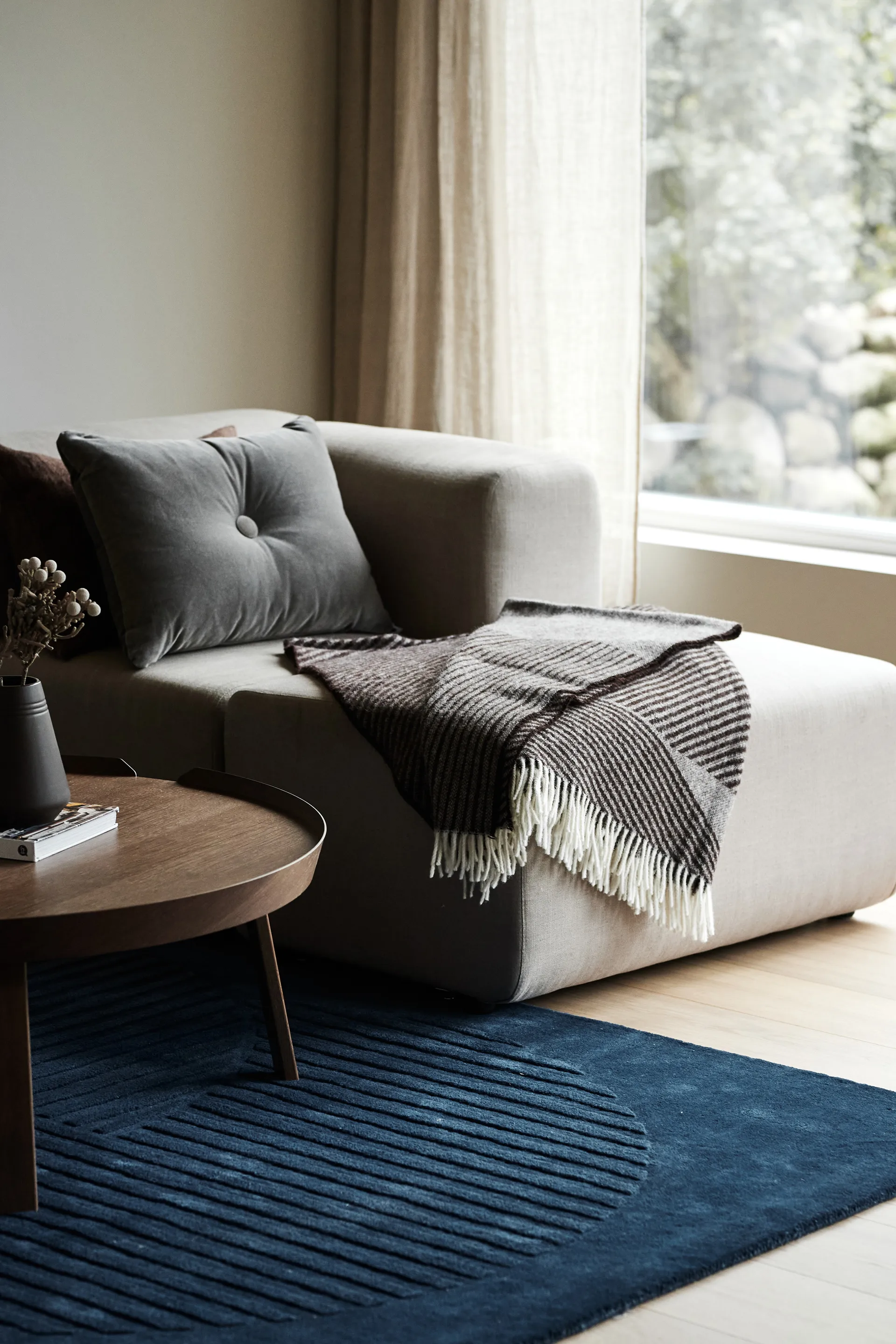 Pled wełniany Stripes 130x185 cm, Brązowy NJRD