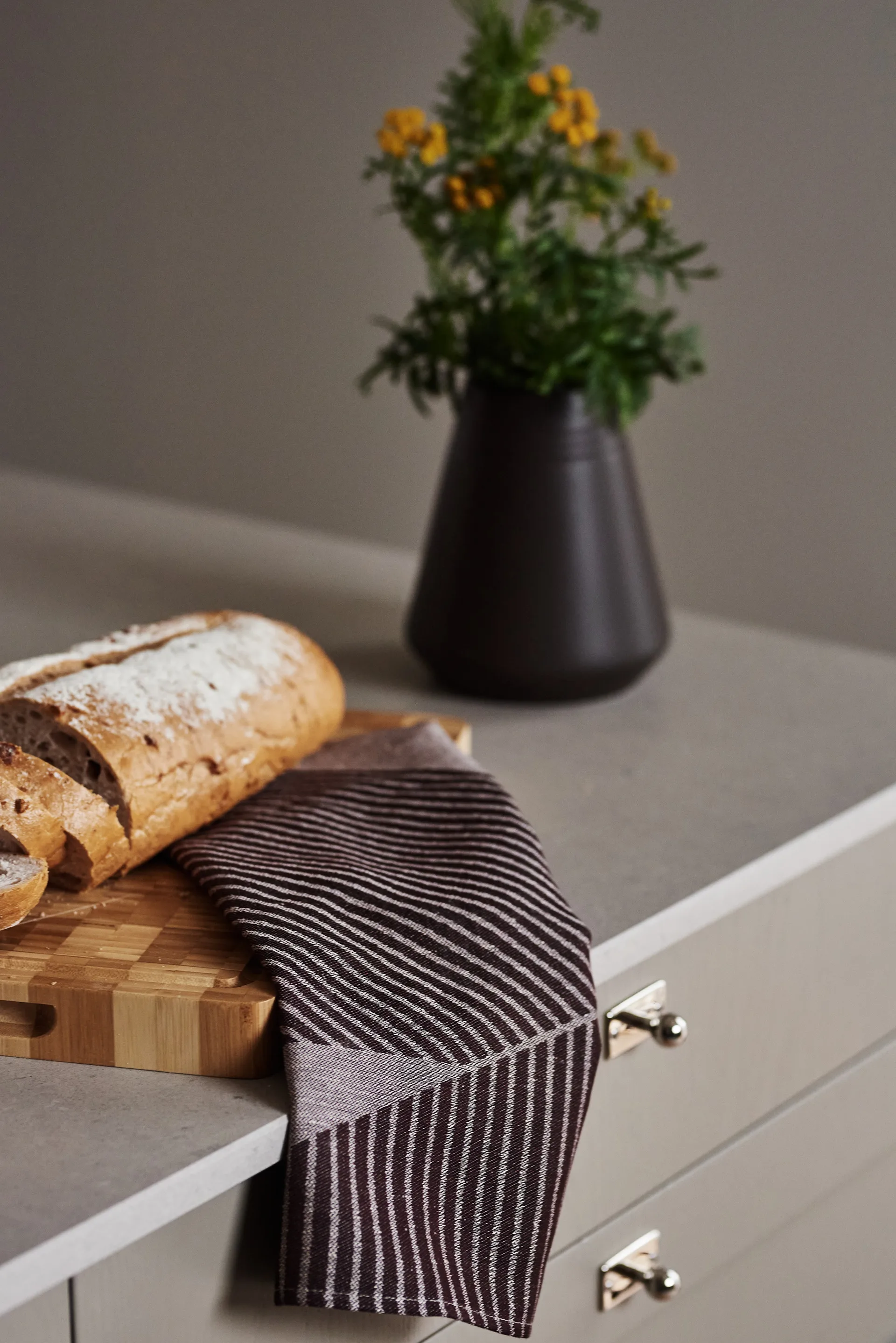 Ręcznik kuchenny Stripes 47x70 cm, 2-pak, Brązowo-biały NJRD