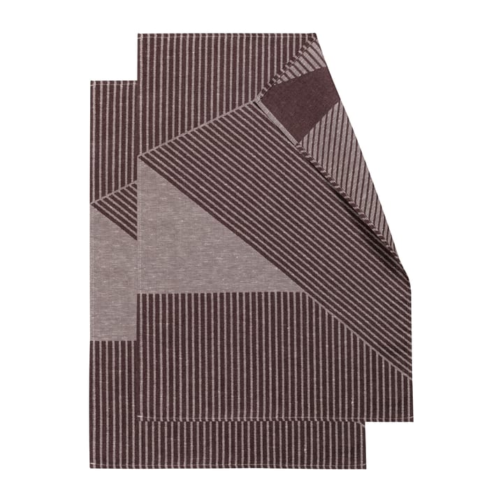 Ręcznik kuchenny Stripes 47x70 cm, 2-pak - Brązowo-biały - NJRD