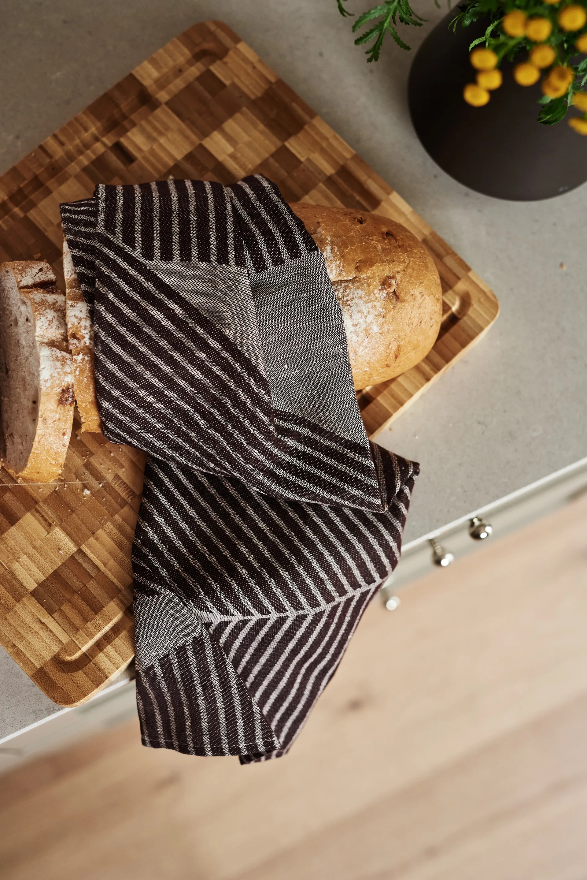 Ręcznik kuchenny Stripes 47x70 cm, 2-pak, Brązowo-biały NJRD