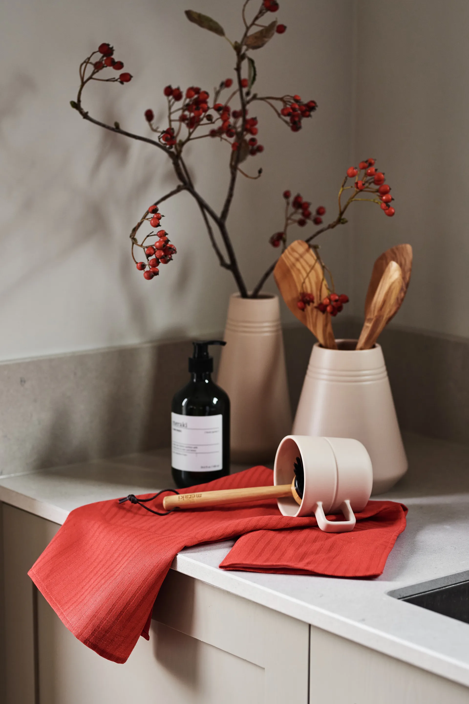 Ręcznik kuchenny Stripes 47x70 cm, 2-pak, Czerwony NJRD