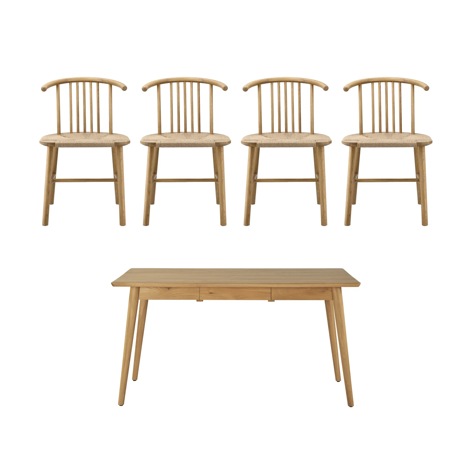 VIOR stół jadalniany 200 cm + krzesło 6‑pak – Lakierowany dąb‑natural,  NJRD