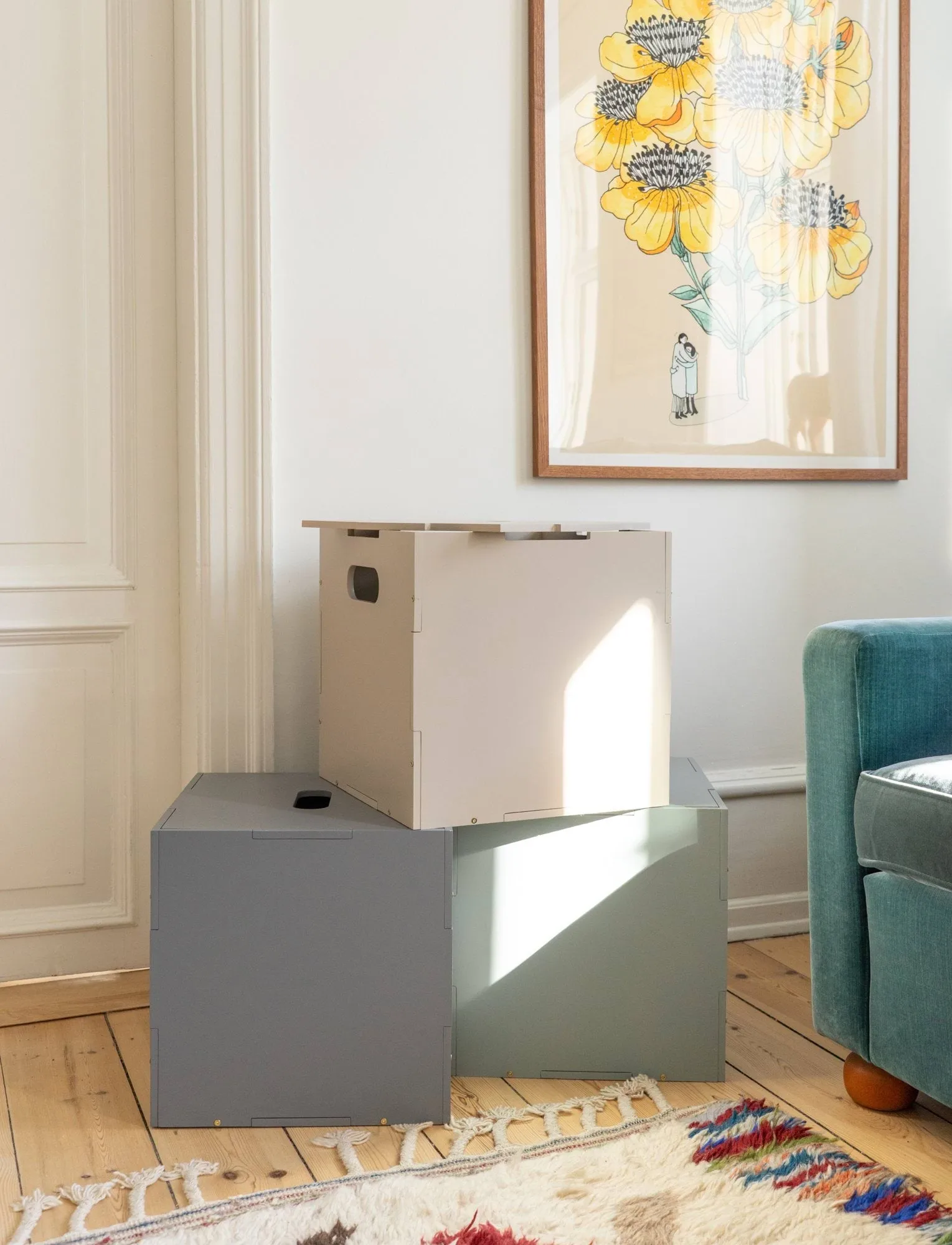 Skrzynia do przechowywania Cube Storage, Beżowa Nofred