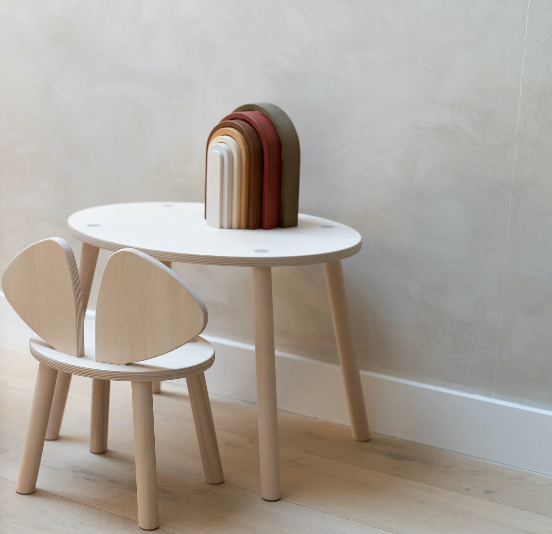 Zestaw stolik + krzesełko dla dzieci Mouse, Brzoza Nofred