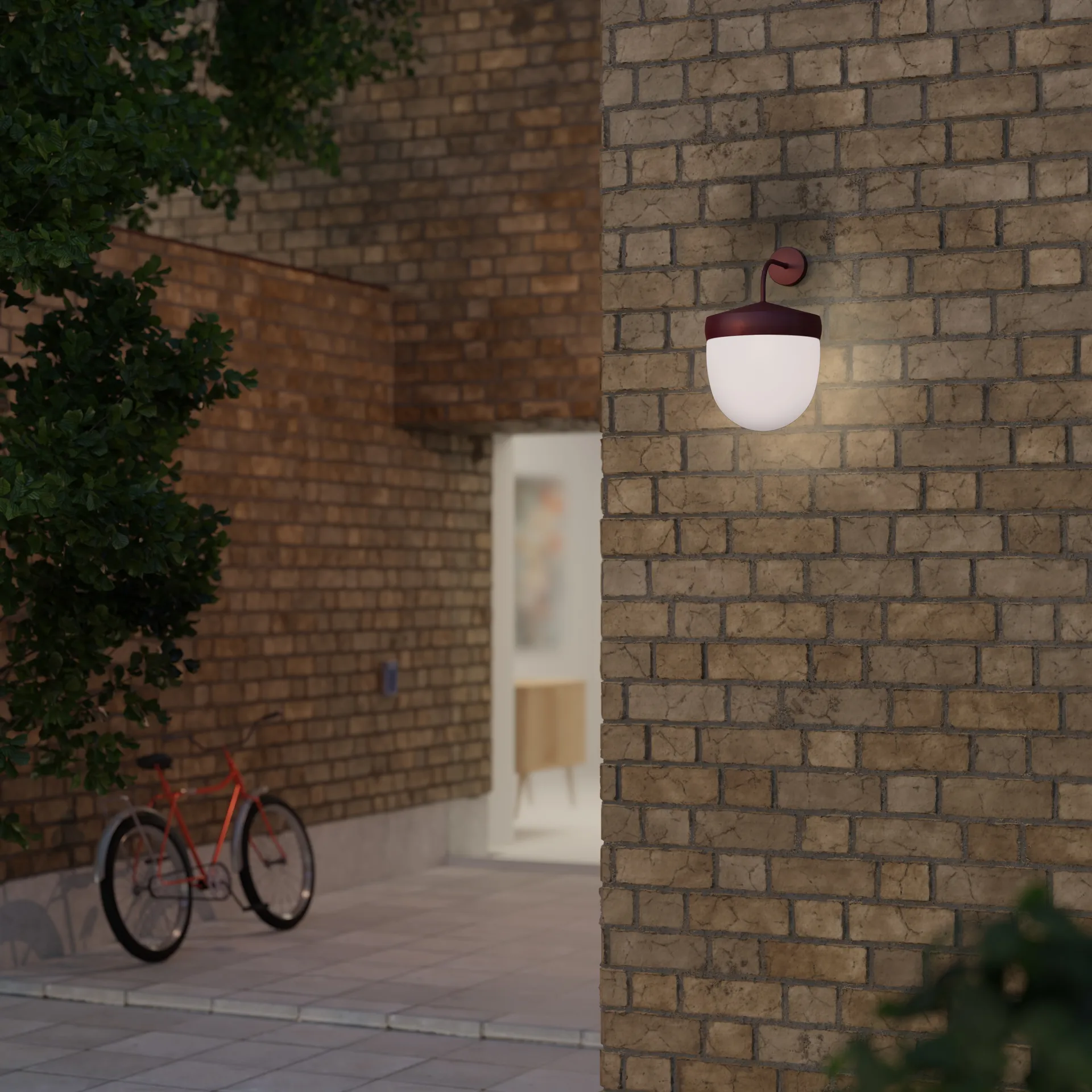 Lampa ścienna Pan frosted 30 cm, Bordosowy Noon