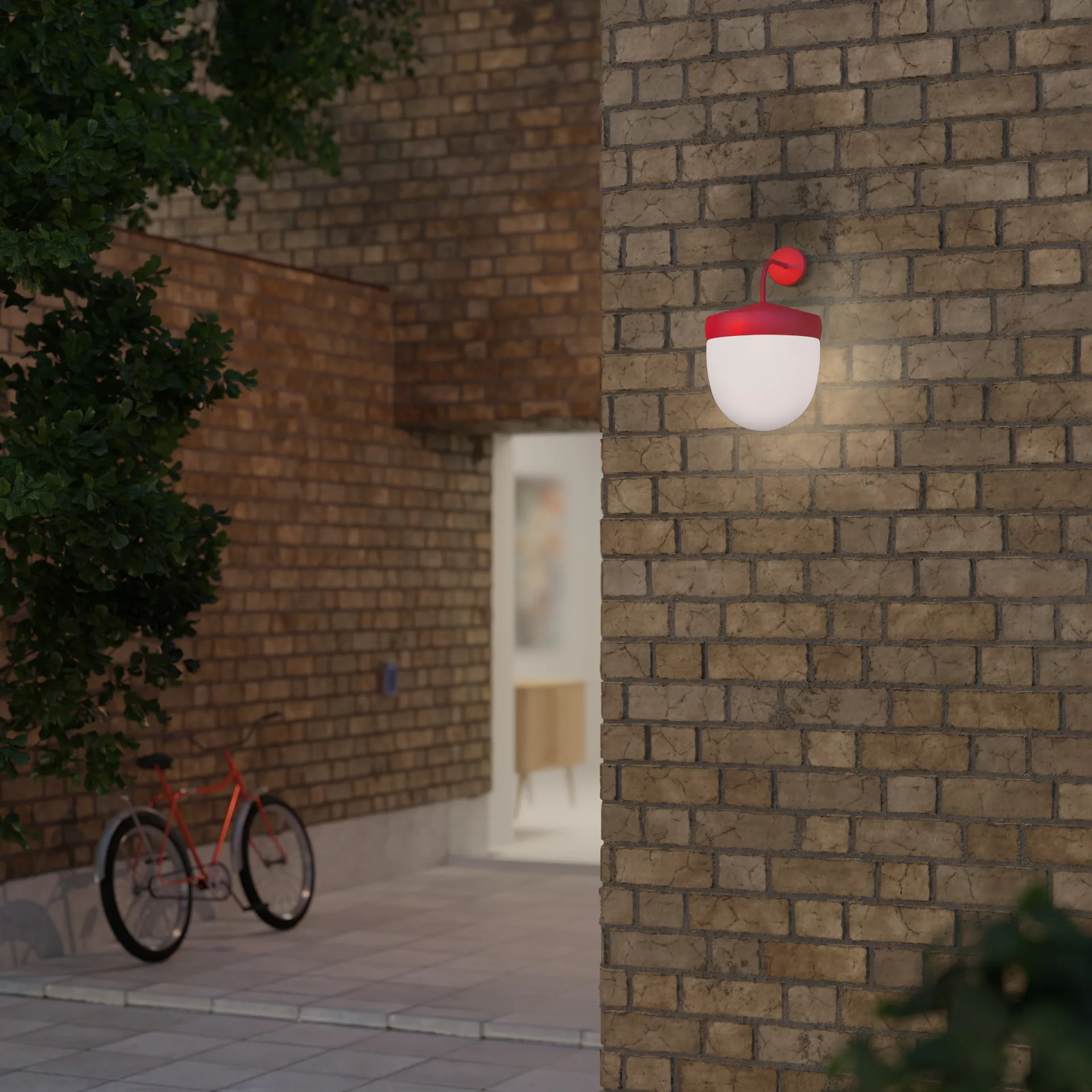 Lampa ścienna Pan frosted 30 cm, Czerwony Noon